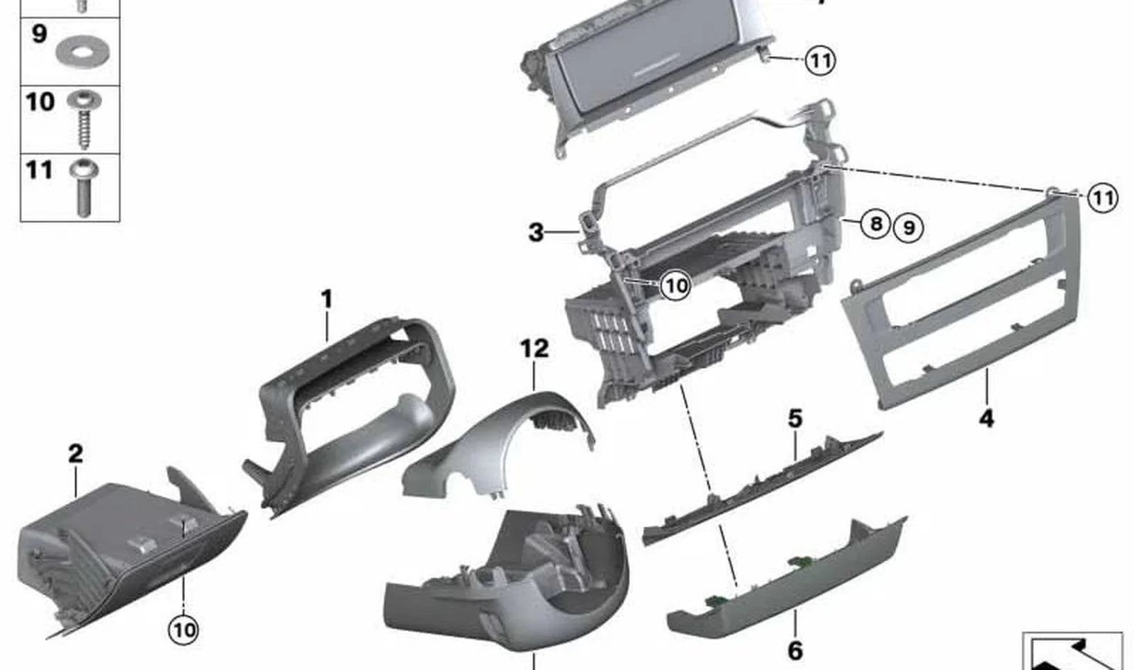 BMW X3 F25 Sağ Direksiyon Orta Konsol Alt Çıtası 51459193775