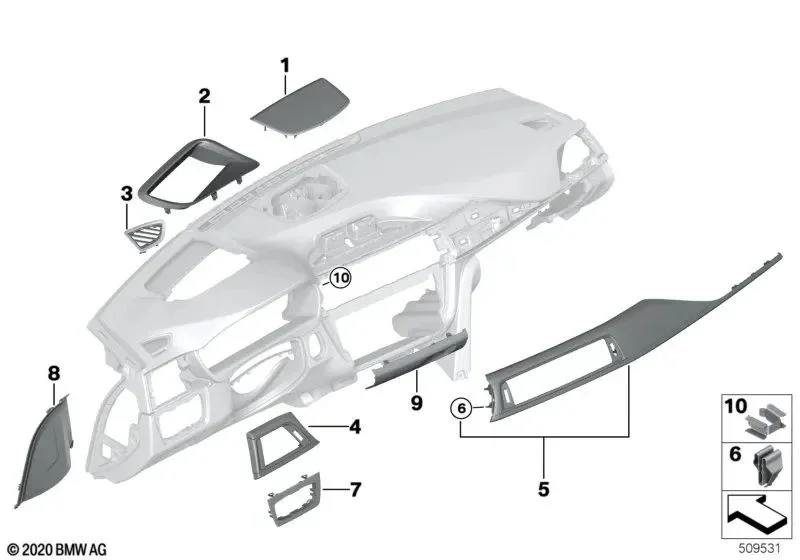 BMW F30 F31 F32 F33… Gösterge Paneli Koruma Trimi 51459231221