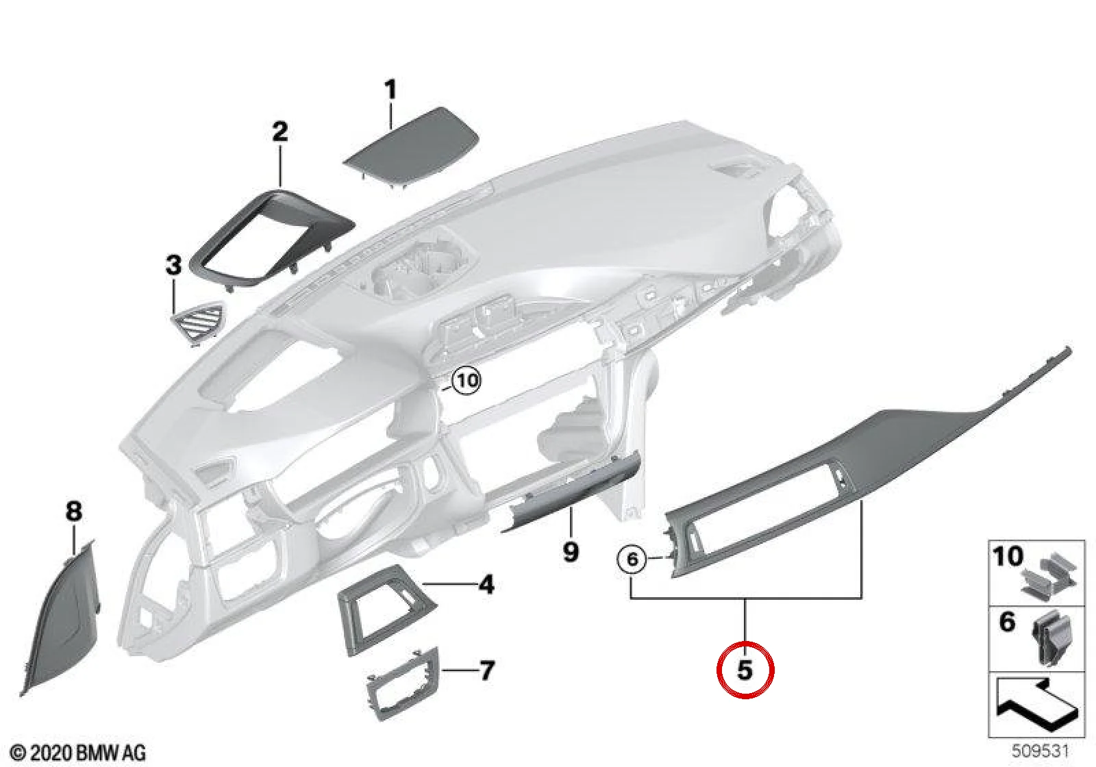 BMW F30 F31 F32 F33… Antrasit Fineline Torpido Dekor Çıtası 51459231238