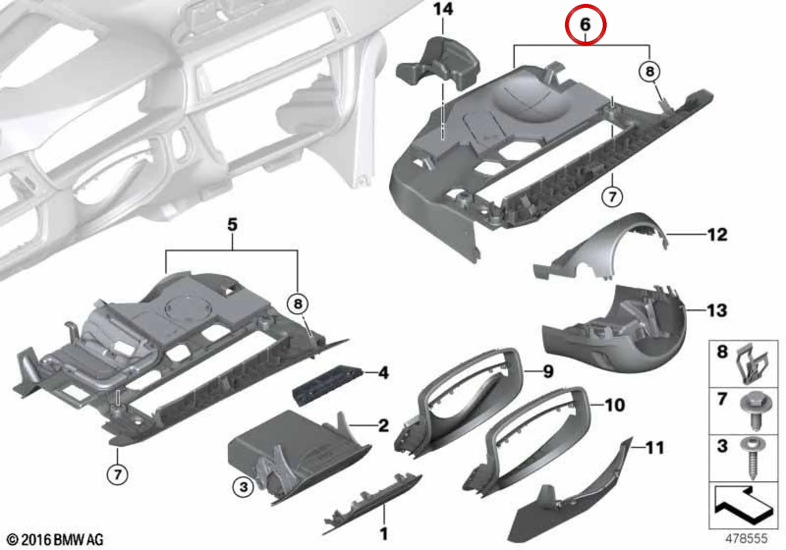 BMW F30 F31 F32 F33… Yolcu Tarafı Torpido Alt Kaplaması 51459240597
