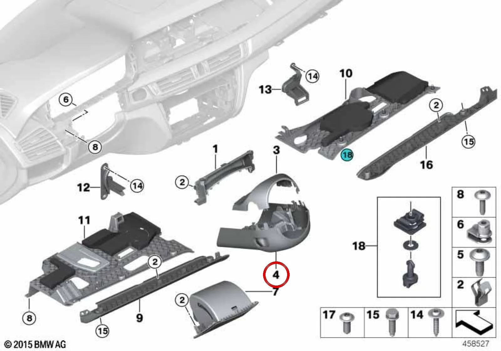 BMW F15 F16 F85 F86 Direksiyon Kolonu Alt Kapağı 51459270584