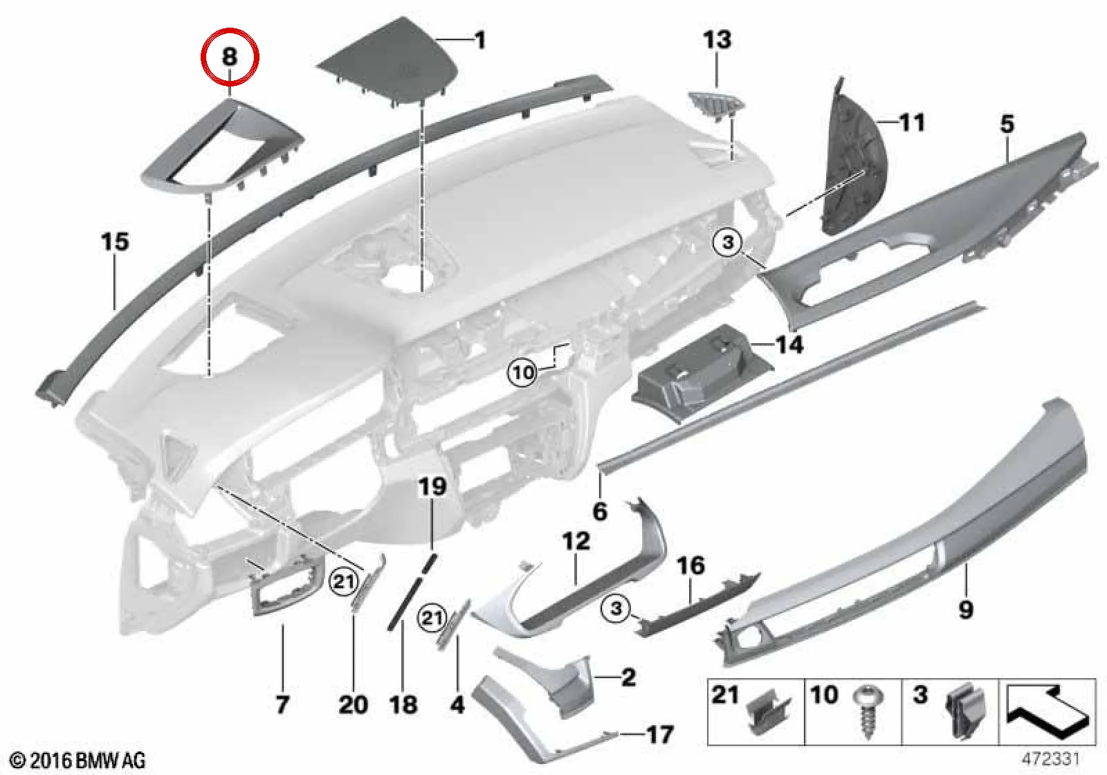 BMW X5 F15 F85 Head-Up Ekran Kapağı 51459281641