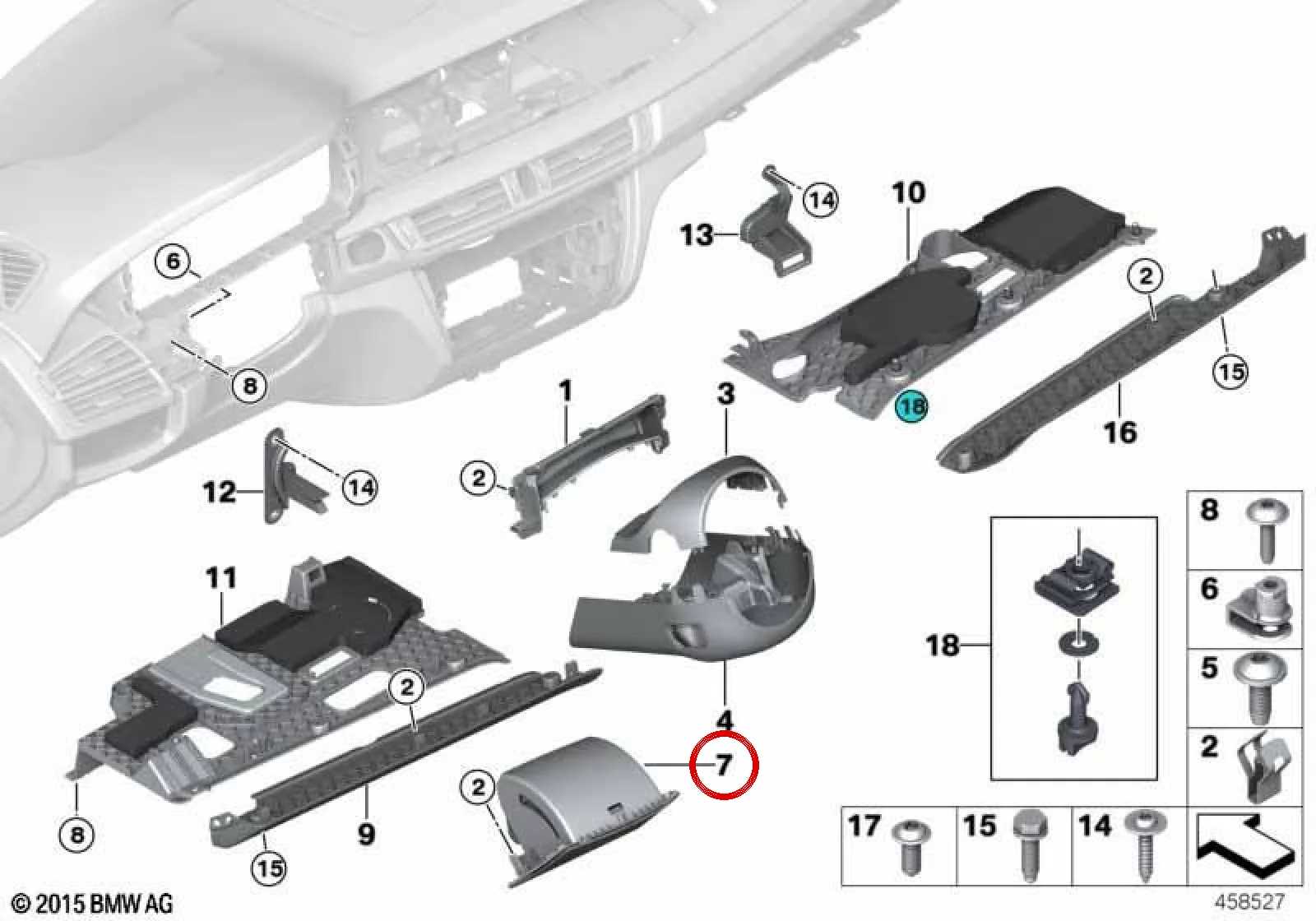 BMW F15 F16 Sürücü Tarafı Saklama Gözü Canberra Bej 51459288816