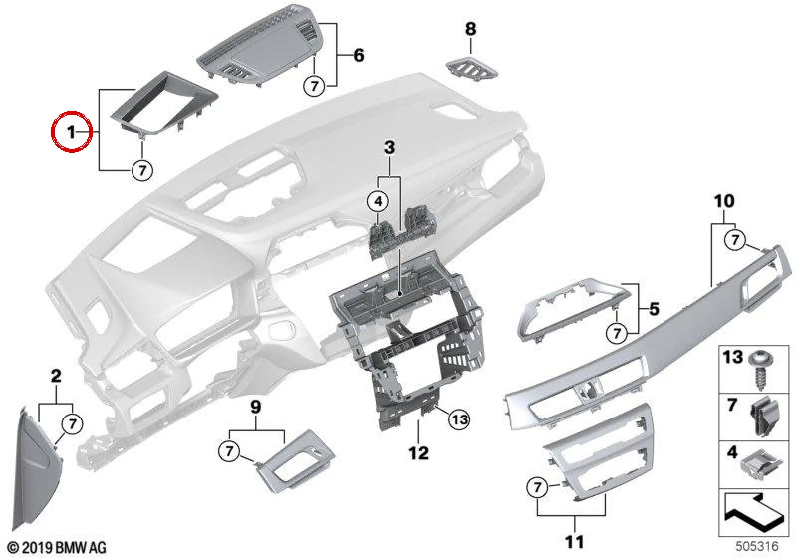BMW F39 F48 Head-Up Ekran Kapak Kaplaması 51459292127