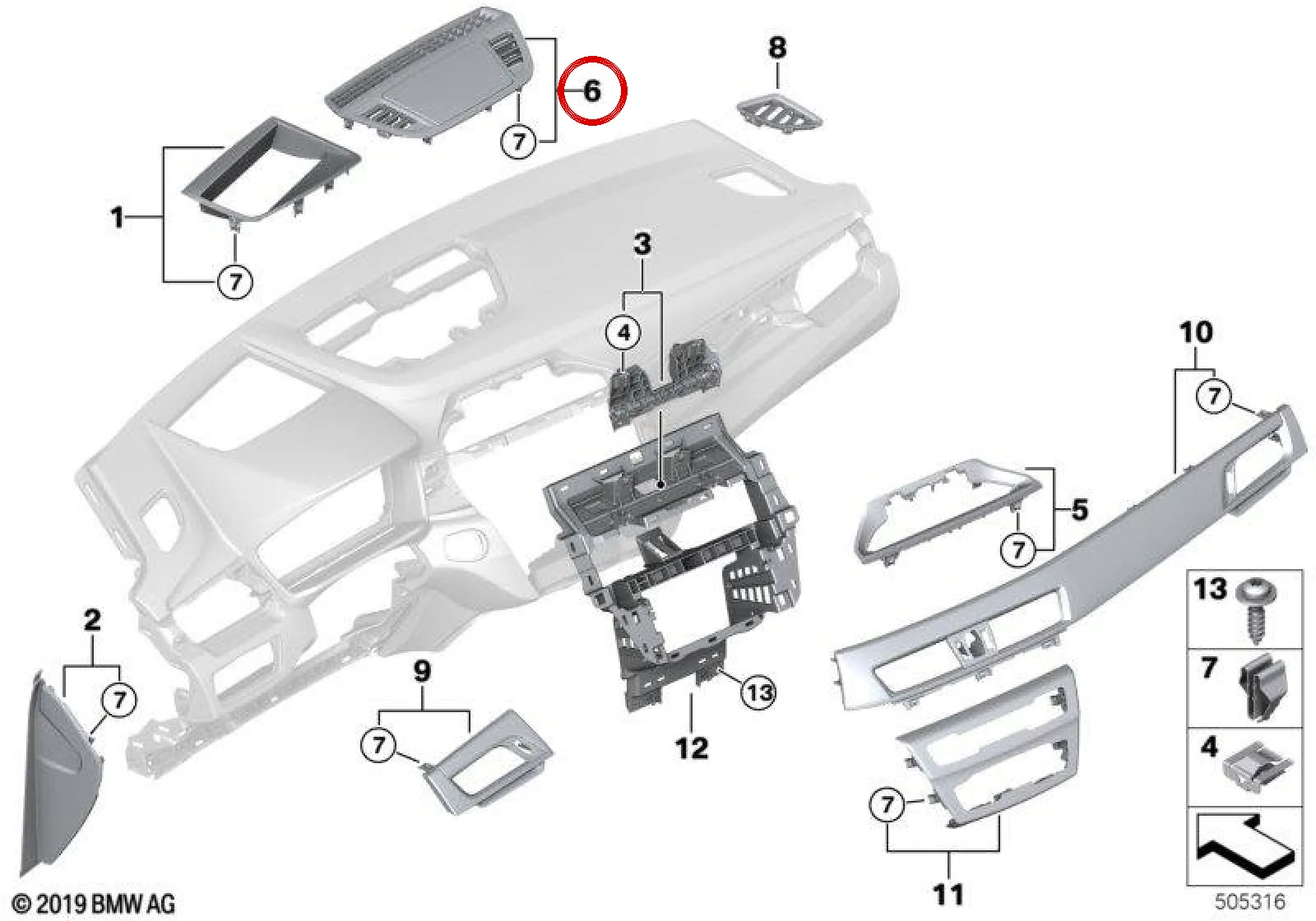 BMW F39 F48 Gösterge Paneli Dolaylı Havalandırma Kapağı 51459292139