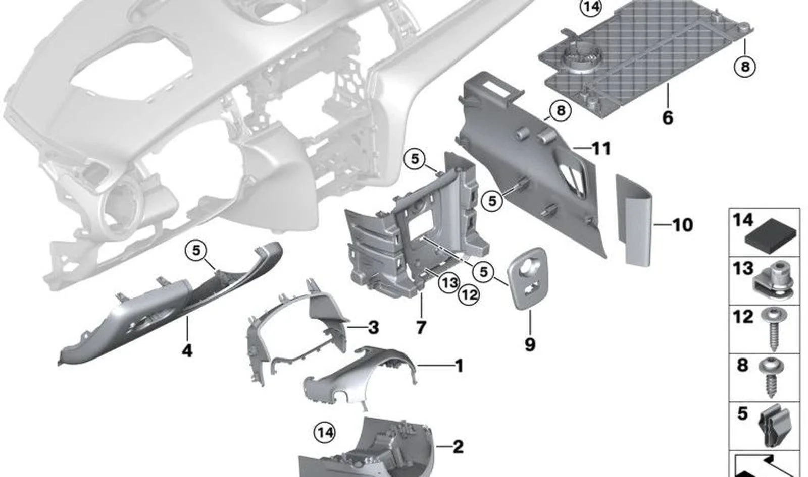 BMW MINI F55 F56 F57 Orta Konsol Sağ Alt Kaplaması 51459296976
