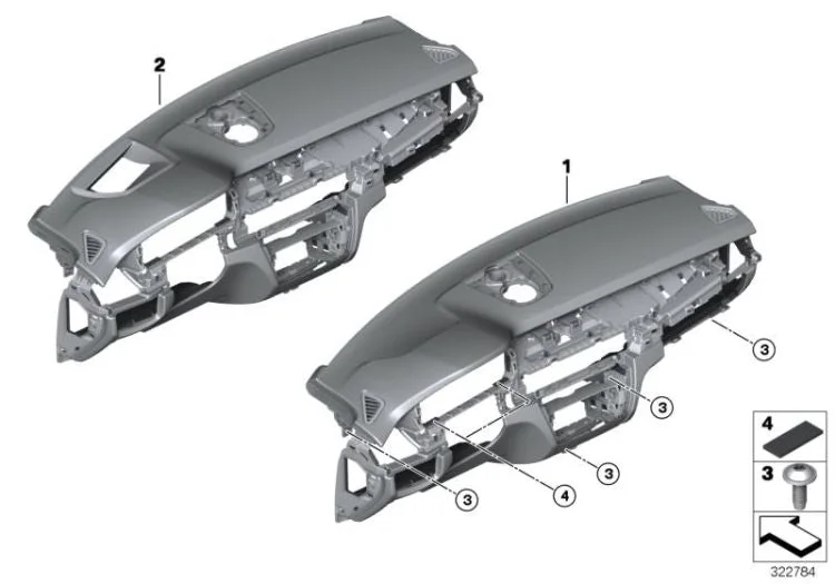 BMW F15 F16 Ekranlı Deri Siyah Mokka Gösterge Paneli 51459298957