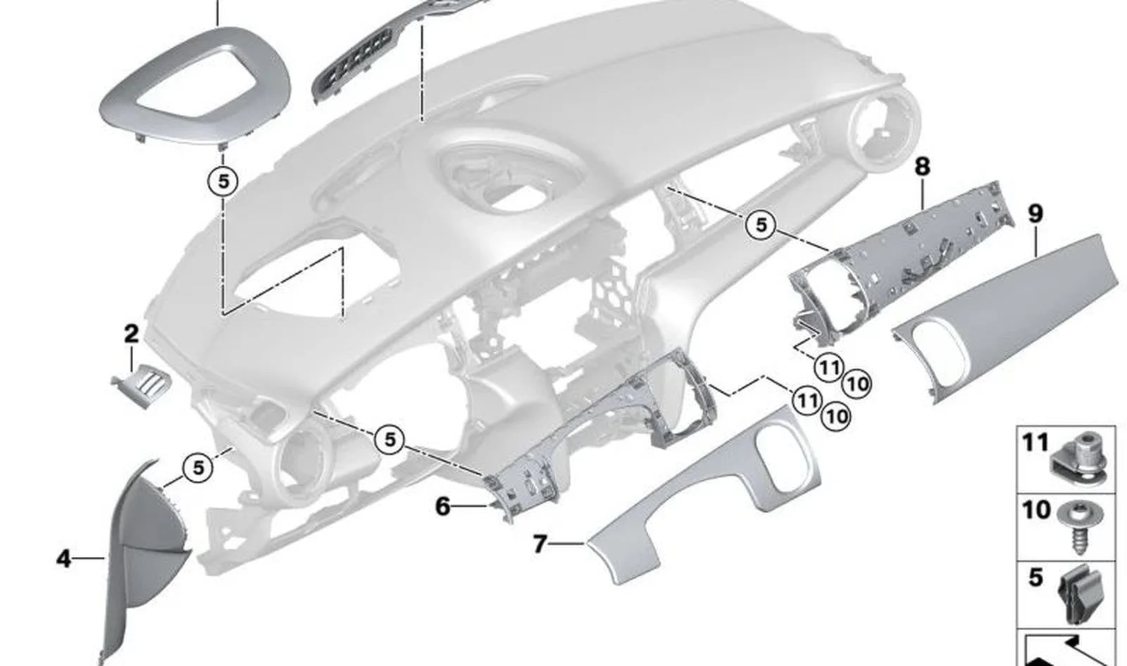 BMW MINI F56 F57 Gösterge Paneli Sol Dış Trimi 51459361671