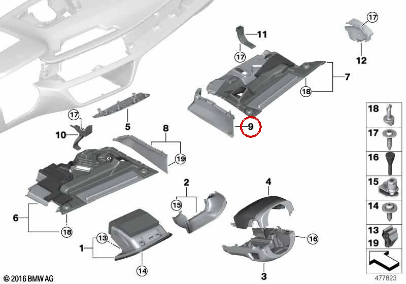 BMW G11 G12 G14 G15 Yolcu Tarafı Tünel Kapağı Fildişi 51459363694