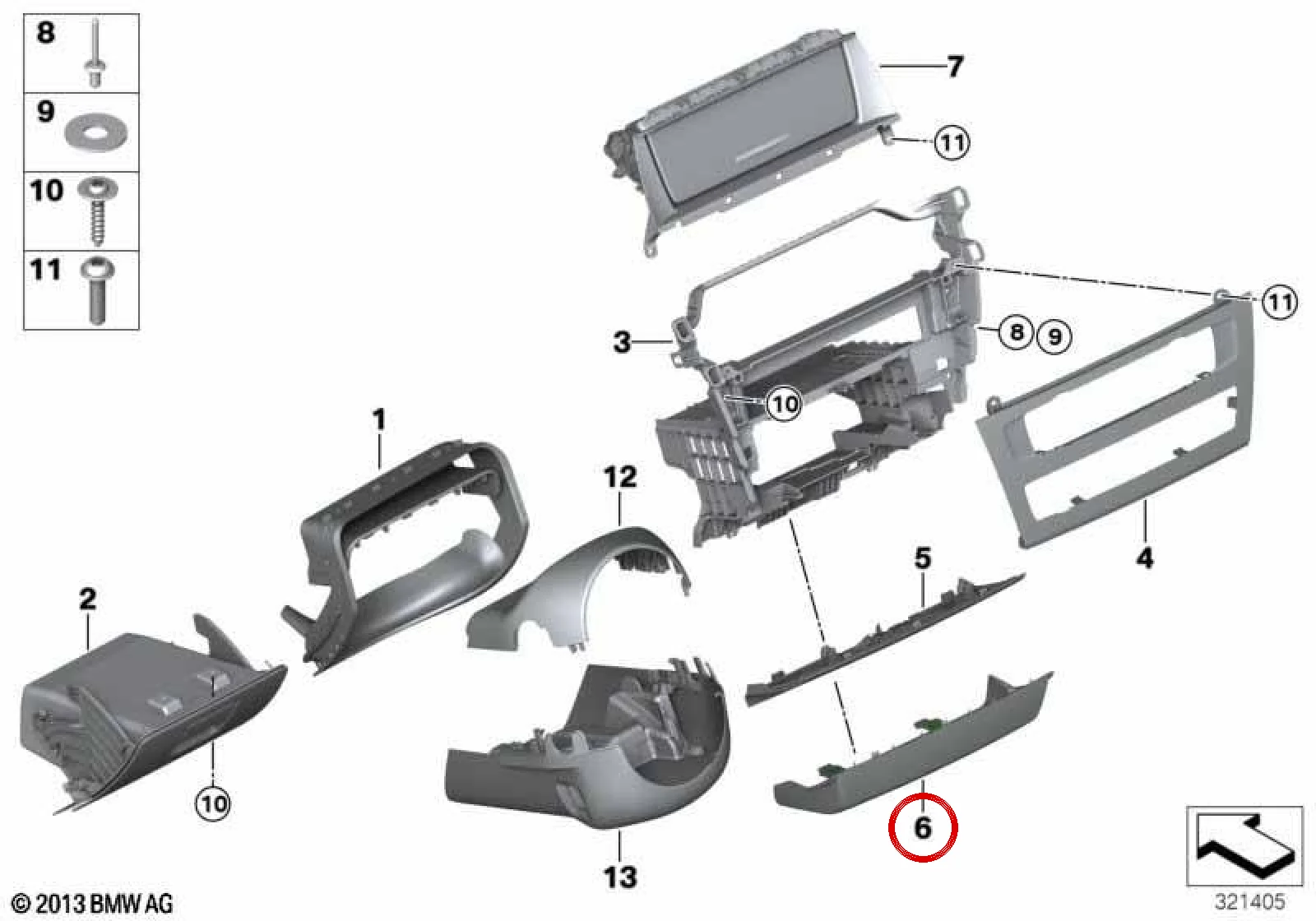 BMW F25 F26 Orta Konsol Alt Kaplaması 51459386912