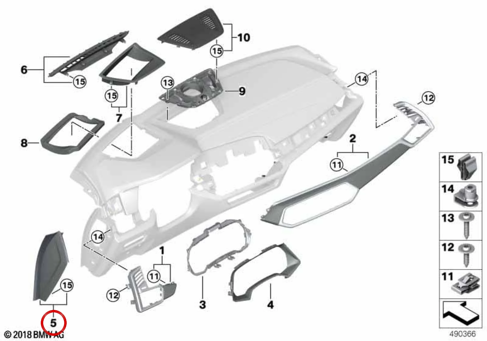 BMW G05 G06 G07 Sağ Torpido Süs Kaplaması 51459399301
