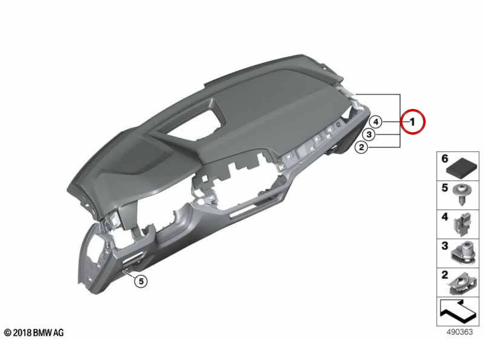 BMW G05 G07 Deri Torpido Siyah 51459471890