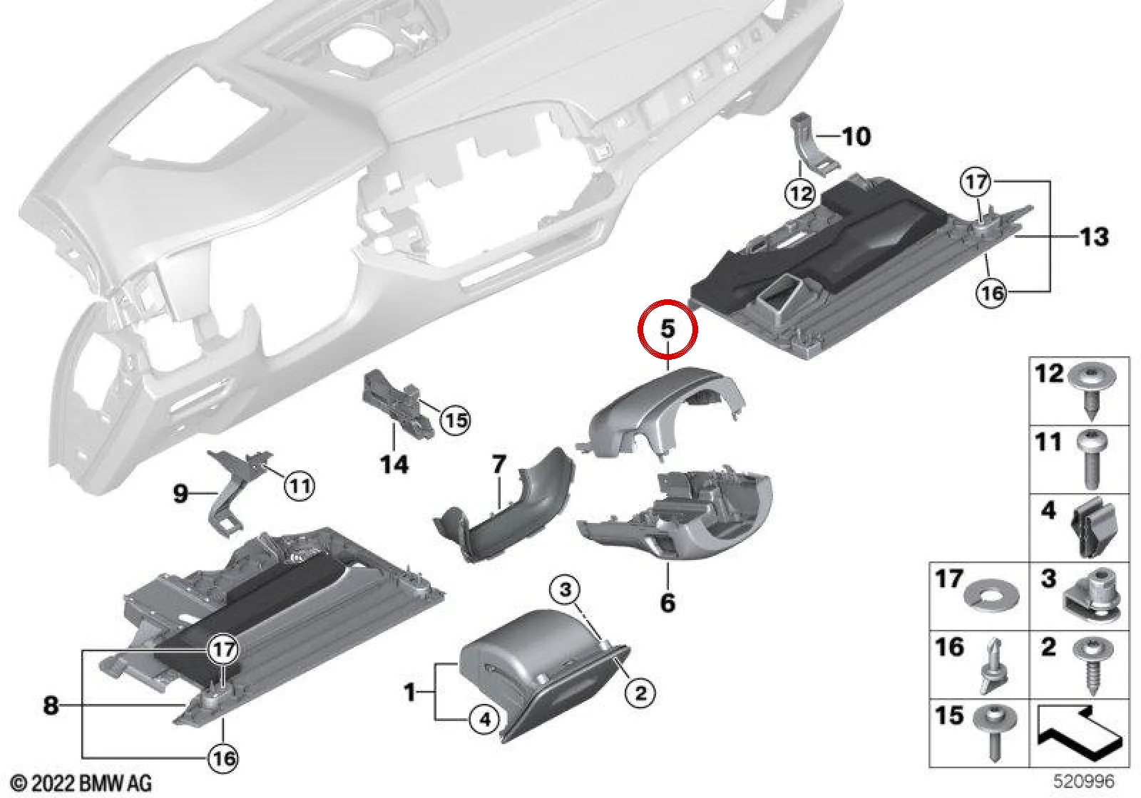 BMW G05 G06 G07 Direksiyon Kolonu Üst Örtüsü 51459621103