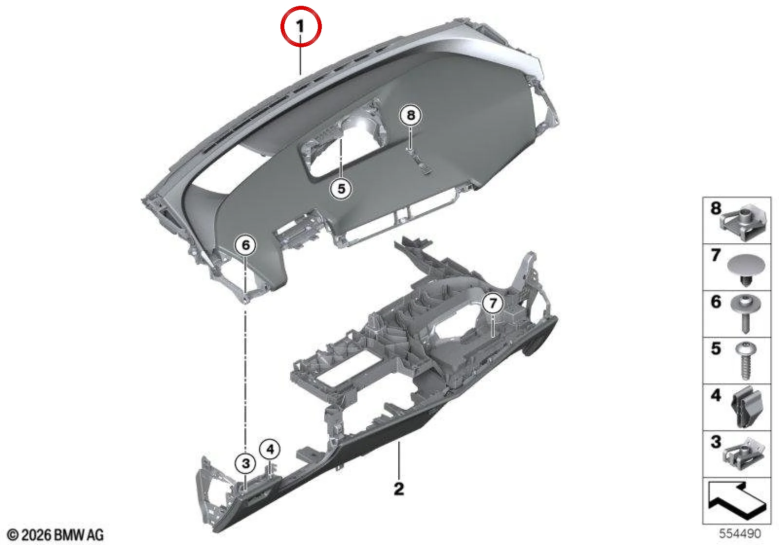 BMW 3 Serisi G20 G21 Deri Kaplı Torpido Paneli 51459631807