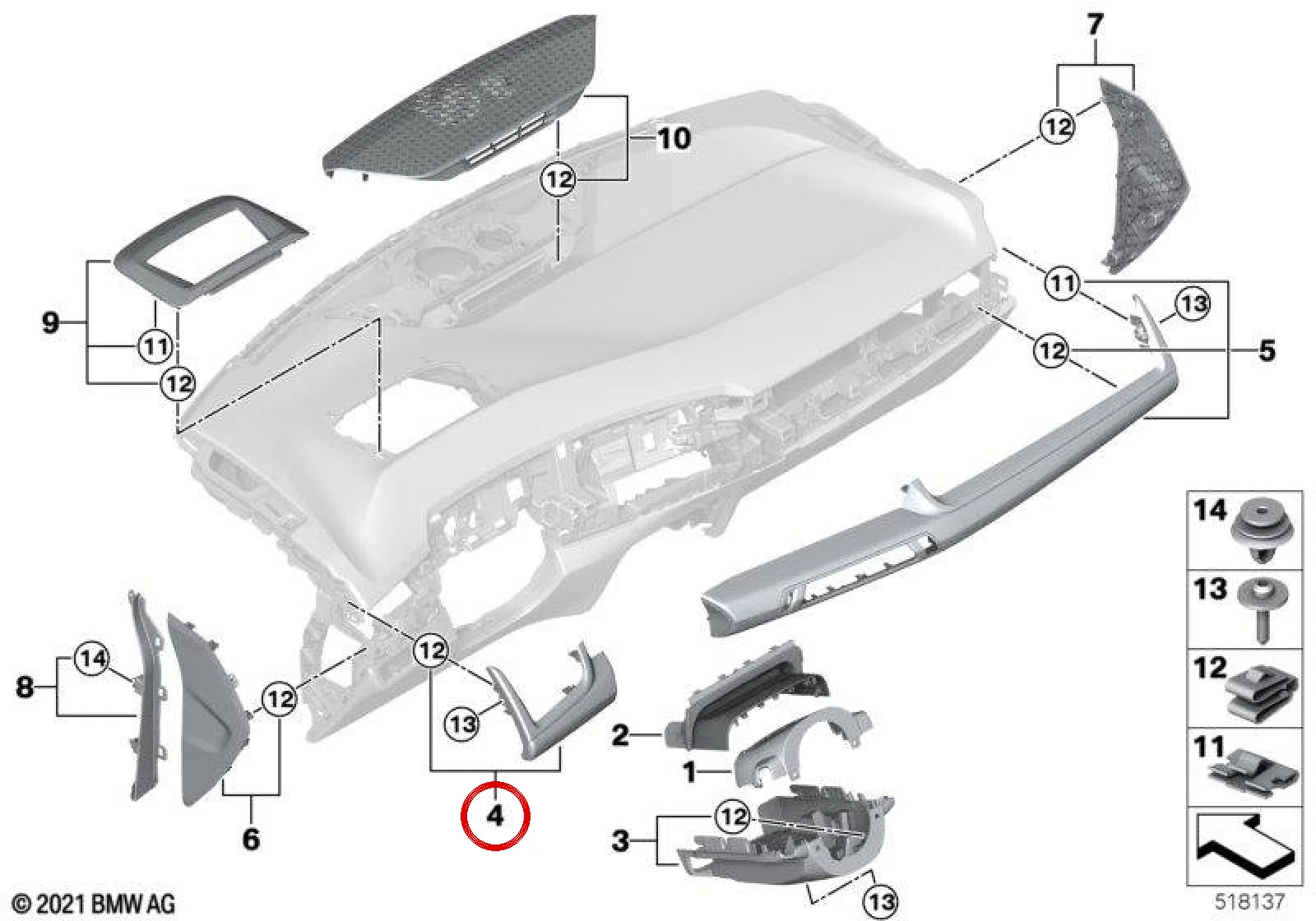 BMW X1 U11 Alüminyum Görünümlü Torpido Çıtası 51459636249