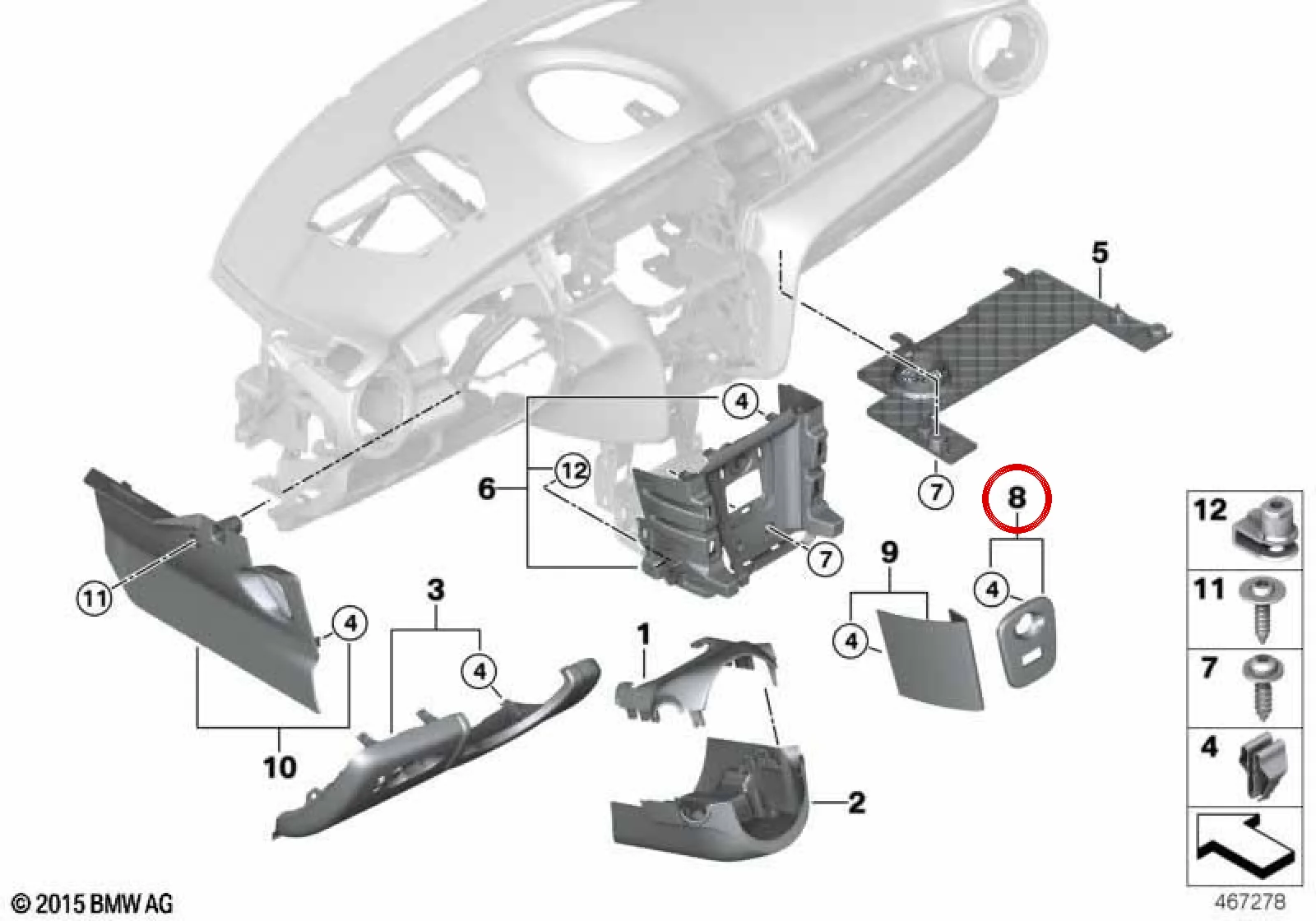 BMW MINI F55 F56 F57 Orta Alt Panel Ekran Çerçevesi 51459873518