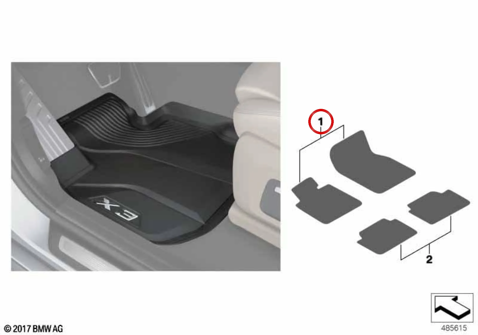 BMW X3 F97 G01 G08 Ön Kauçuk Paspas Takımı Oluklu 51472450514