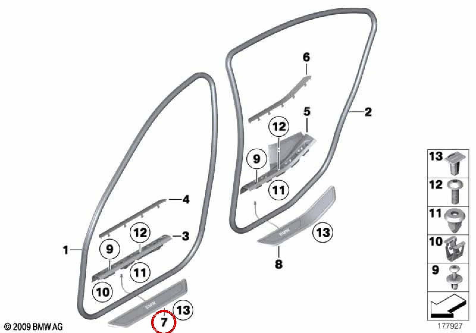 BMW 7 Serisi F01 F02 Ön Kapı Eşiği Süs Kaplaması 51477181011