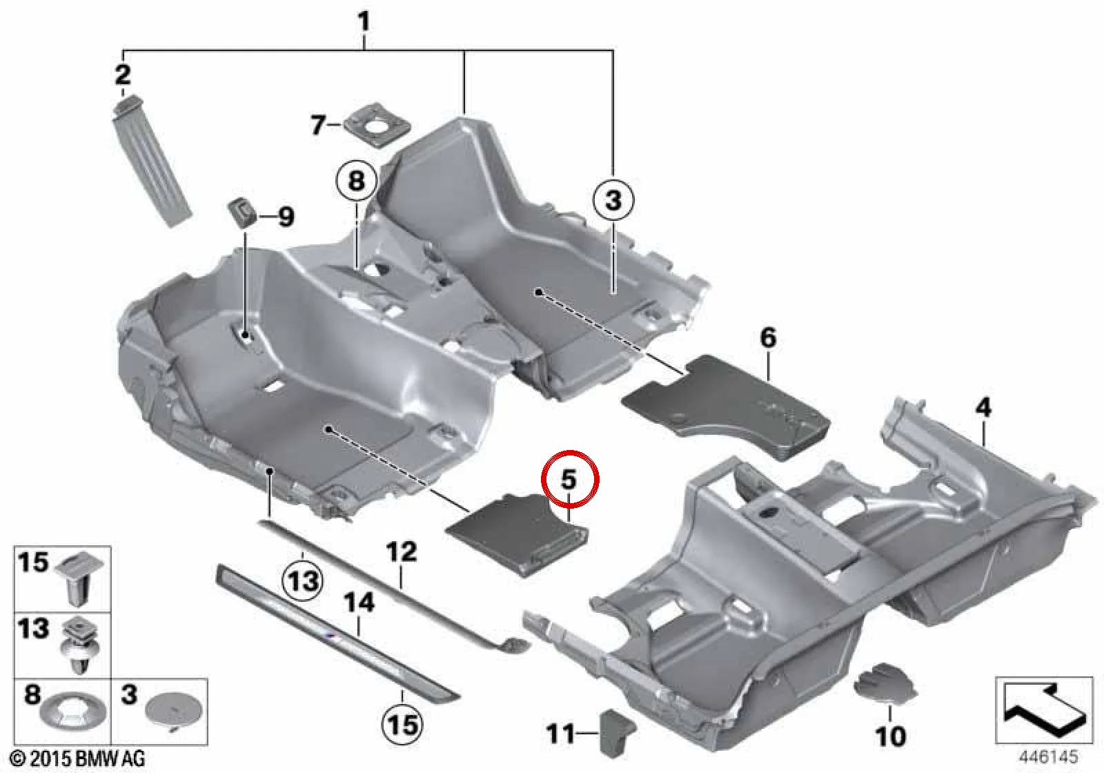 BMW F20 F21 F22 F23… Ön Sol Ayak Boşluğu Taban Pedi 51477221931