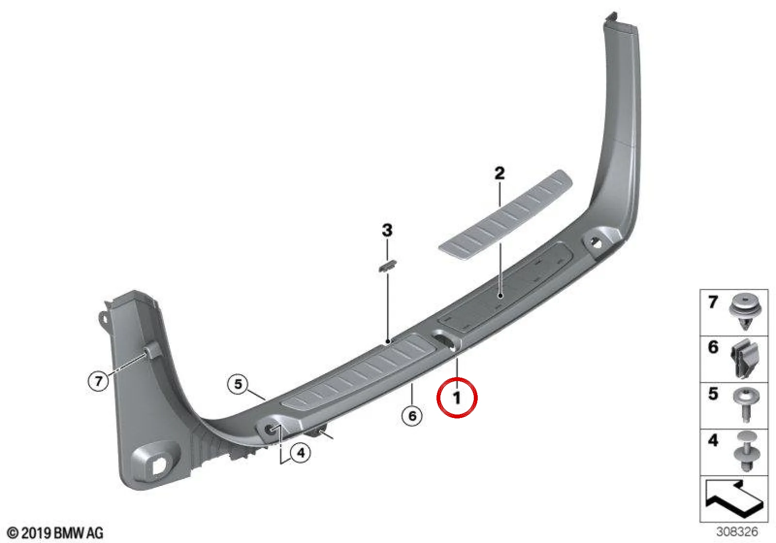 BMW 3 Serisi F34 Bagaj Eşik Koruyucusu Siyah 51477325793