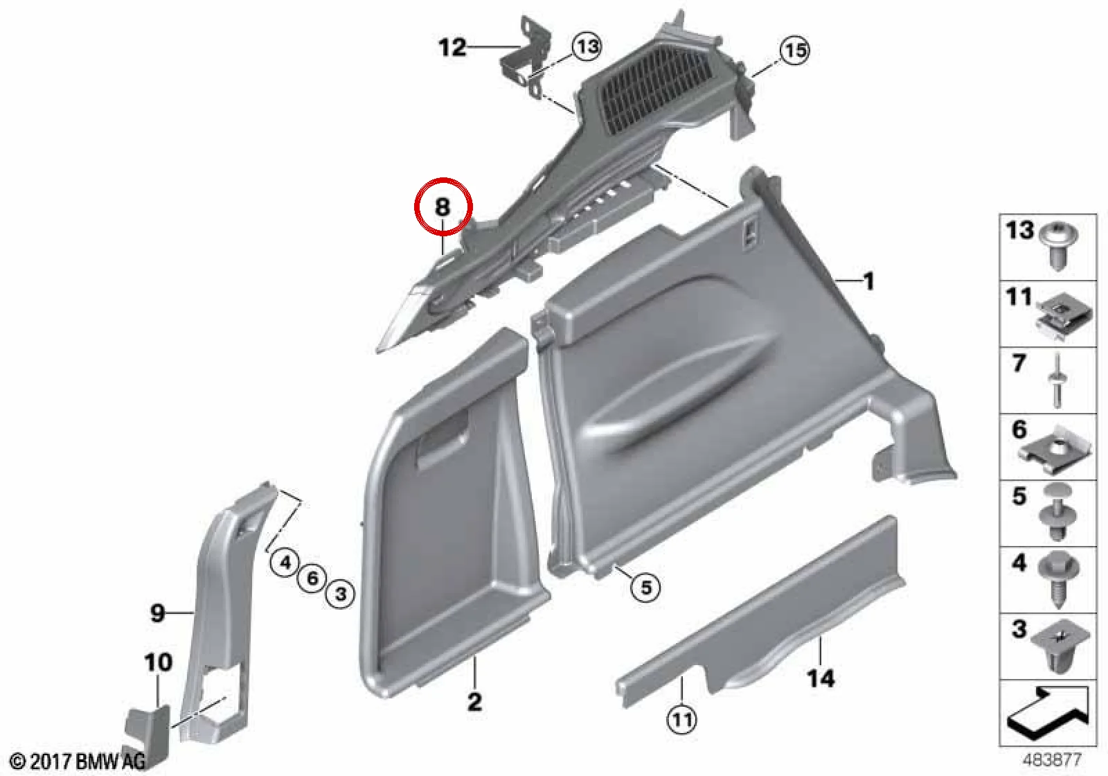 BMW X5 F15 Bagaj Sol Yan Panel Siyah 51477326673