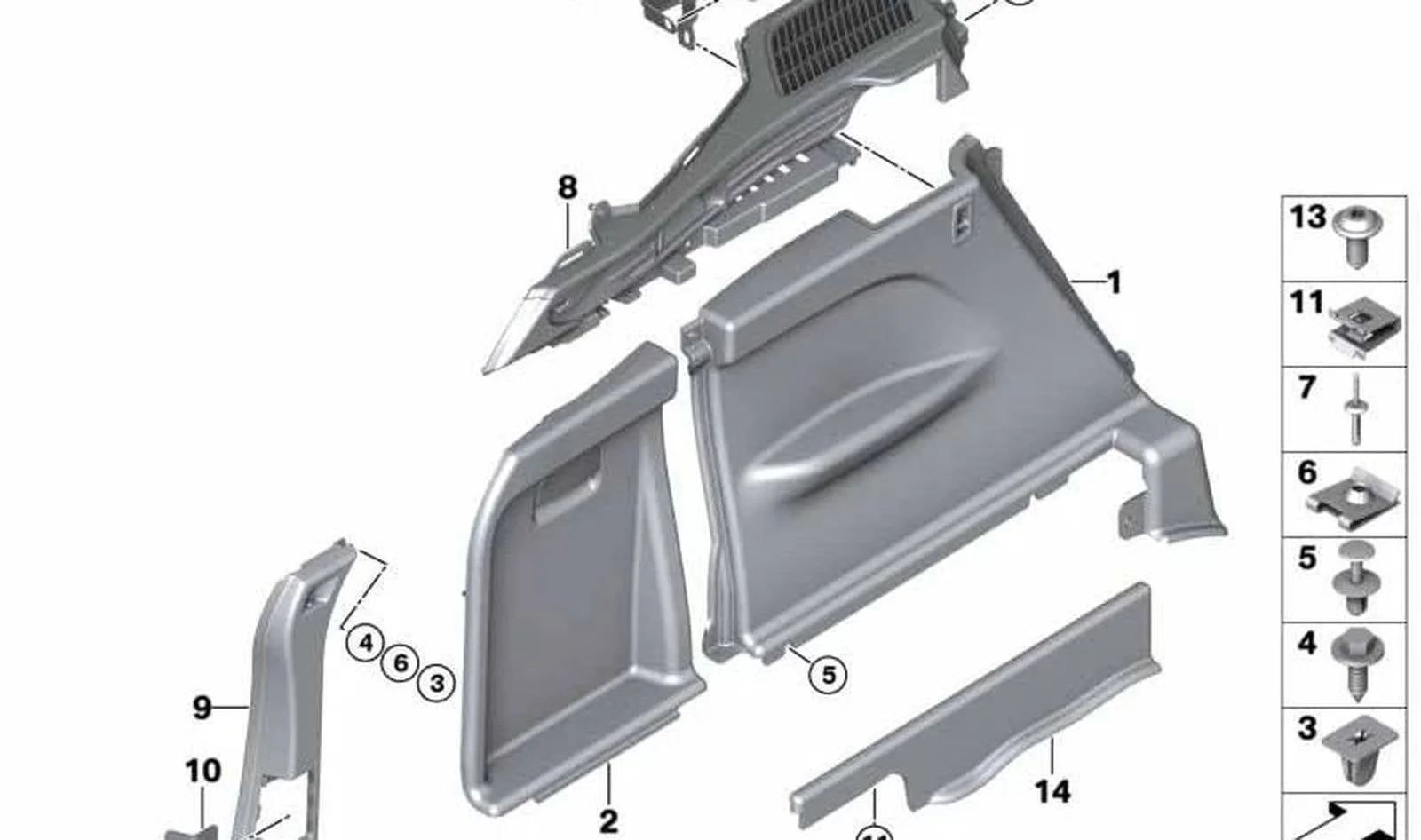 BMW F15 F16 Bagaj Ön Sol Yan Döşeme Antrasit 51477326713