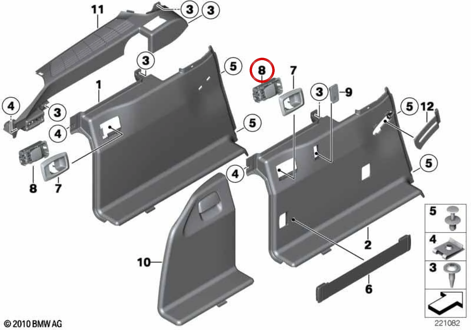 BMW 5 Serisi F11 Bagaj Açma Kolu Everest Gri 51477328167