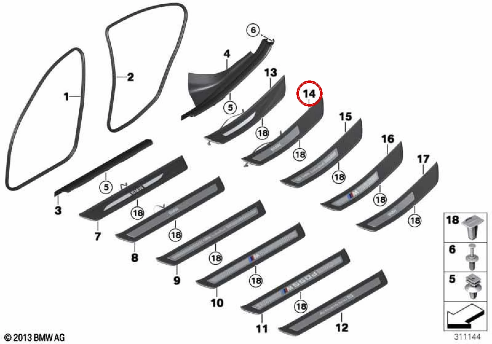 BMW 5 Serisi F10 F11 Arka Sağ Işıklı Kapı Eşiği Kaplaması 51477337022