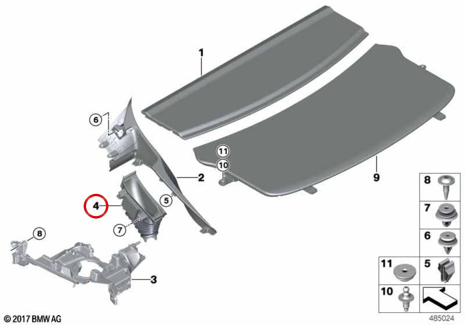 BMW 4 Serisi F36 Sol Amortisör Kulesi Huni Kaplaması 51477377231