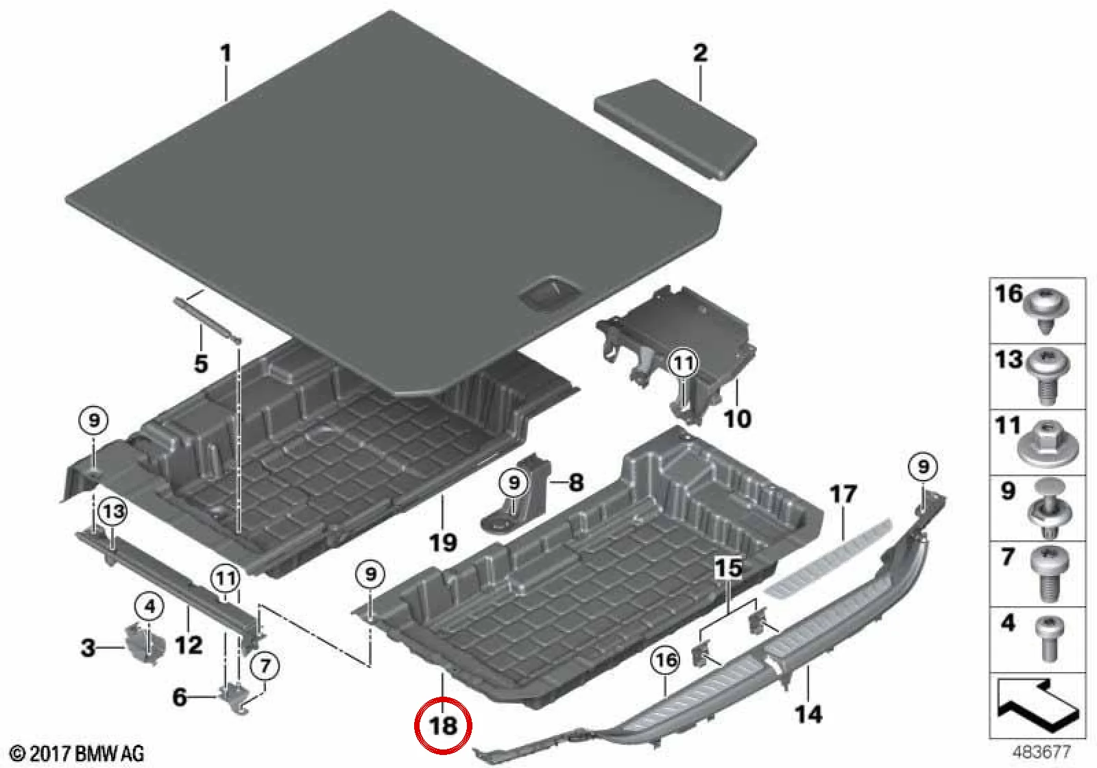 BMW 6 Serisi G32 Bagaj Boşluğu Arka Kaplaması 51477377722