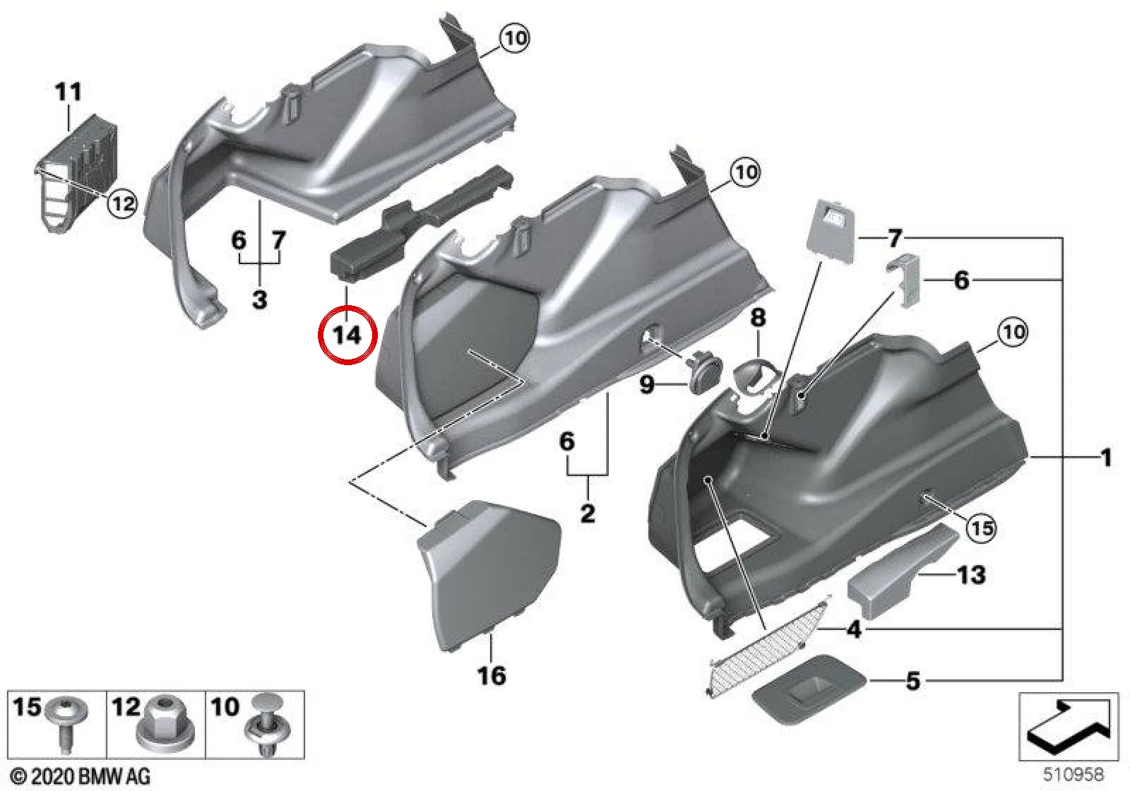 BMW 5 Serisi G30 G31 Sol Kiriş Destek Braketi 51477418297