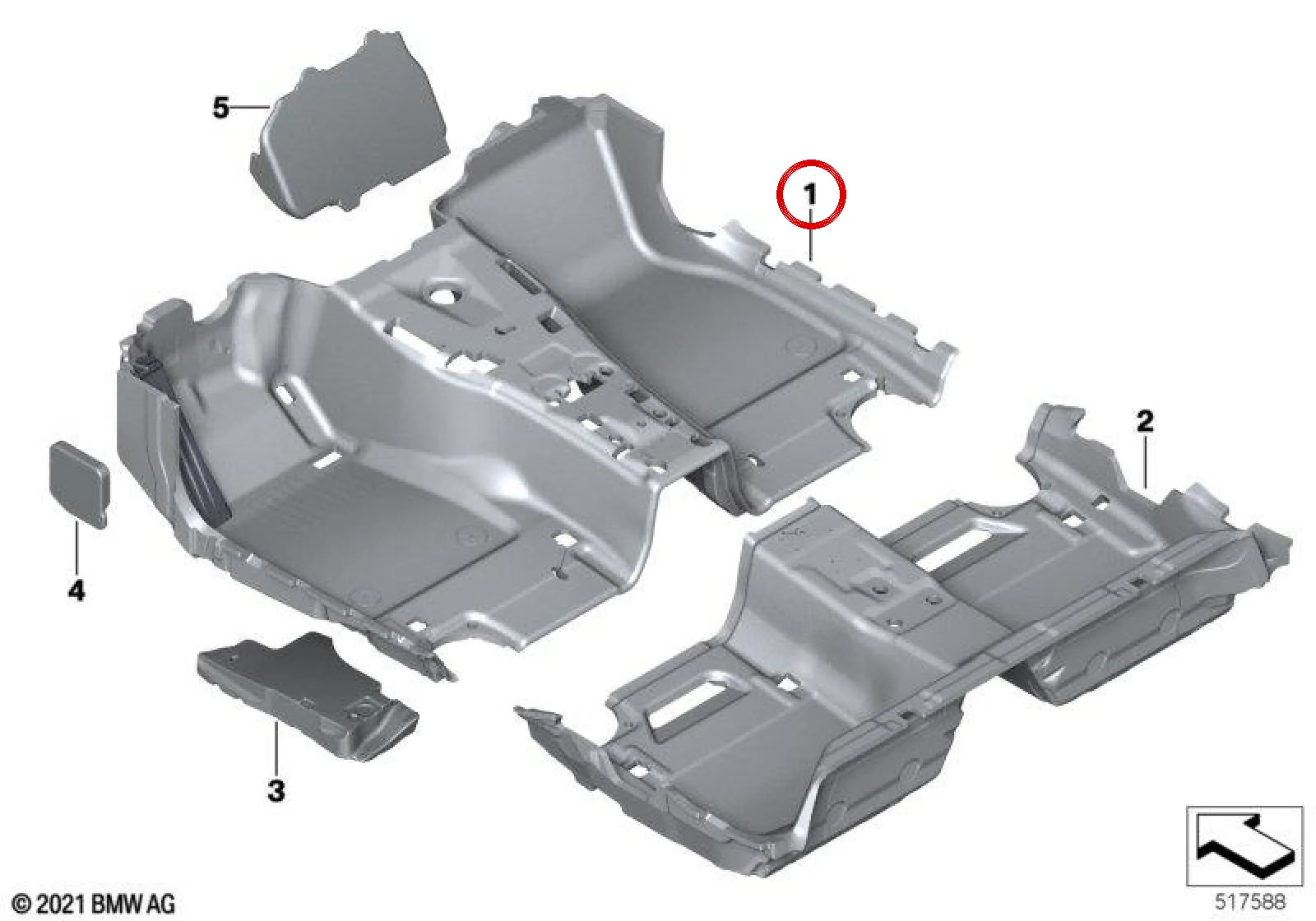 BMW 5 Serisi F90 G30 G31 Ön Taban Kaplaması Siyah 51477419807