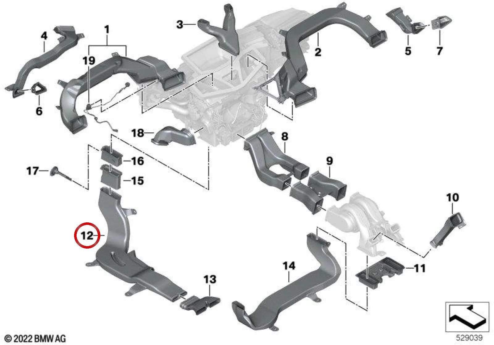 BMW G05 G06 G07 Bagaj Bölmesi Arka Sağ Hava Kanalı 51477434330