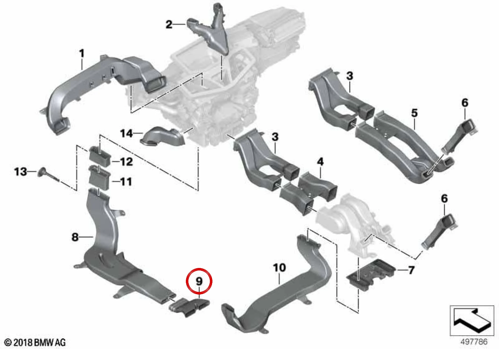 BMW G05 G06 G07 Bagaj Bölmesi Ön Sol Hava Kanalı 51477434331