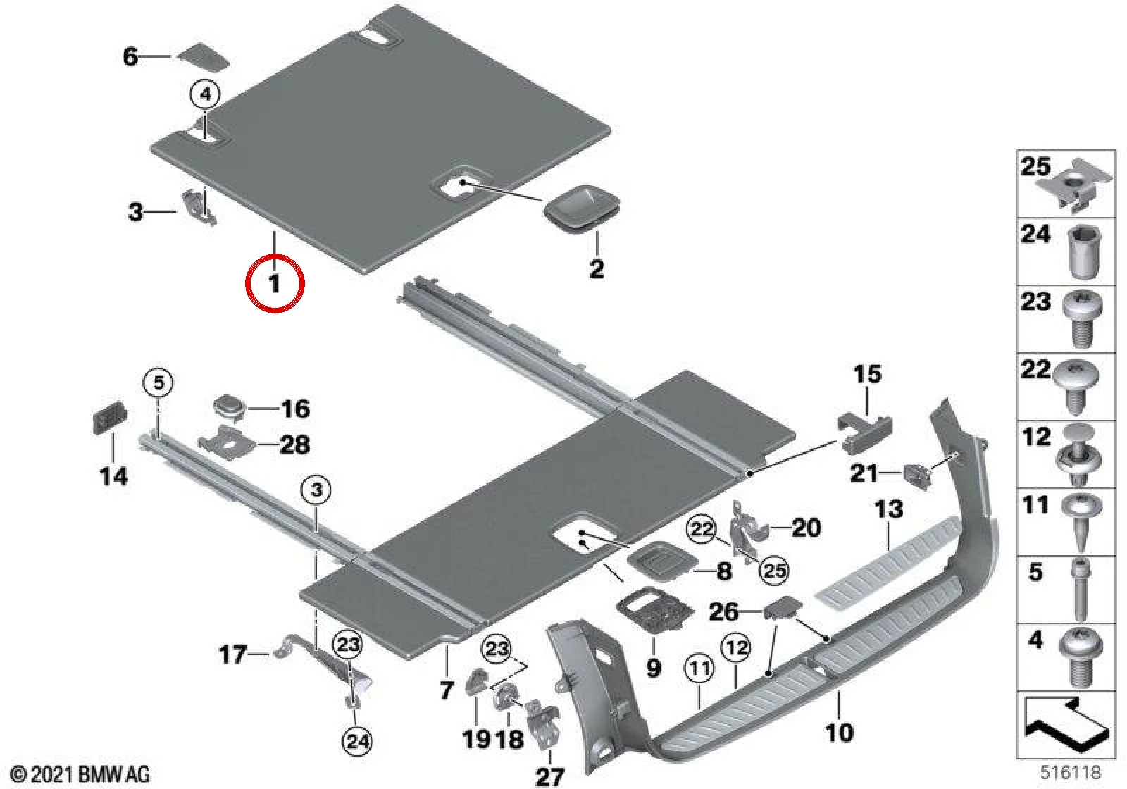 BMW 5 Serisi G31 Bagaj Ön Taban Kaplaması Bej 51477437703