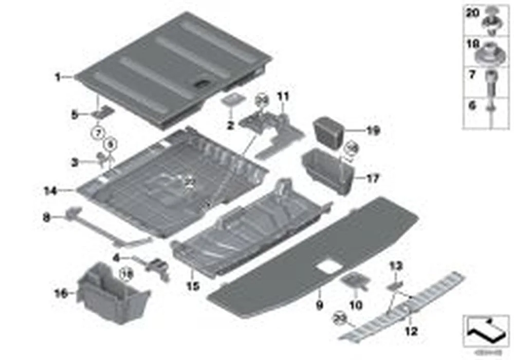 BMW 3 Serisi G21 Bagaj Arka Yerleştirme Tablası 51477450648