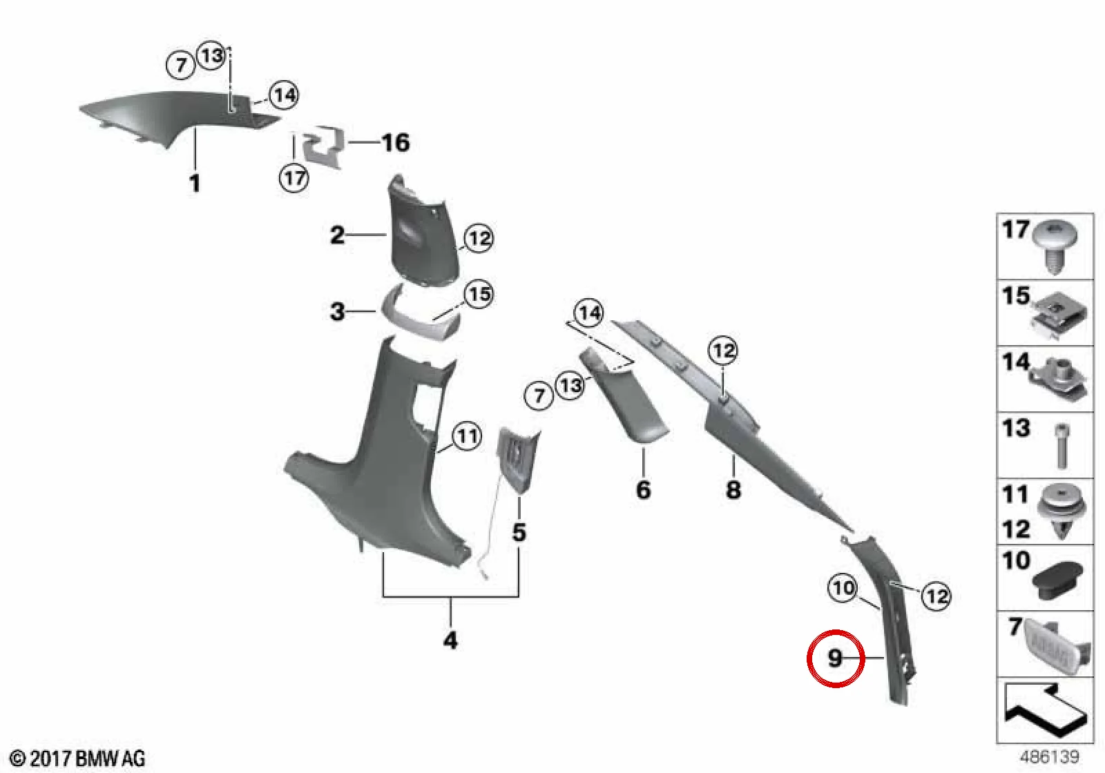 BMW 6 Serisi G32 Sağ D Direği Alt Kaplaması Bej 51477469618