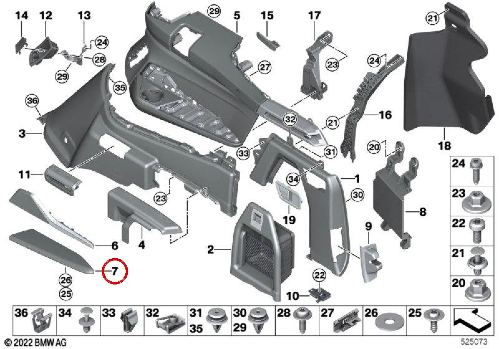 BMW X7 G07 Arka Sağ Kolçak Siyah Deri 51477951162