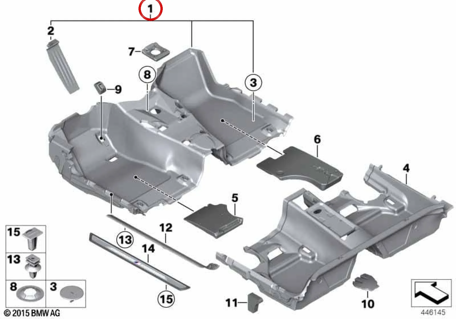 BMW F20 F21 F22 F23 Antrasit Ön Zemin Kaplama Paneli 51478053902