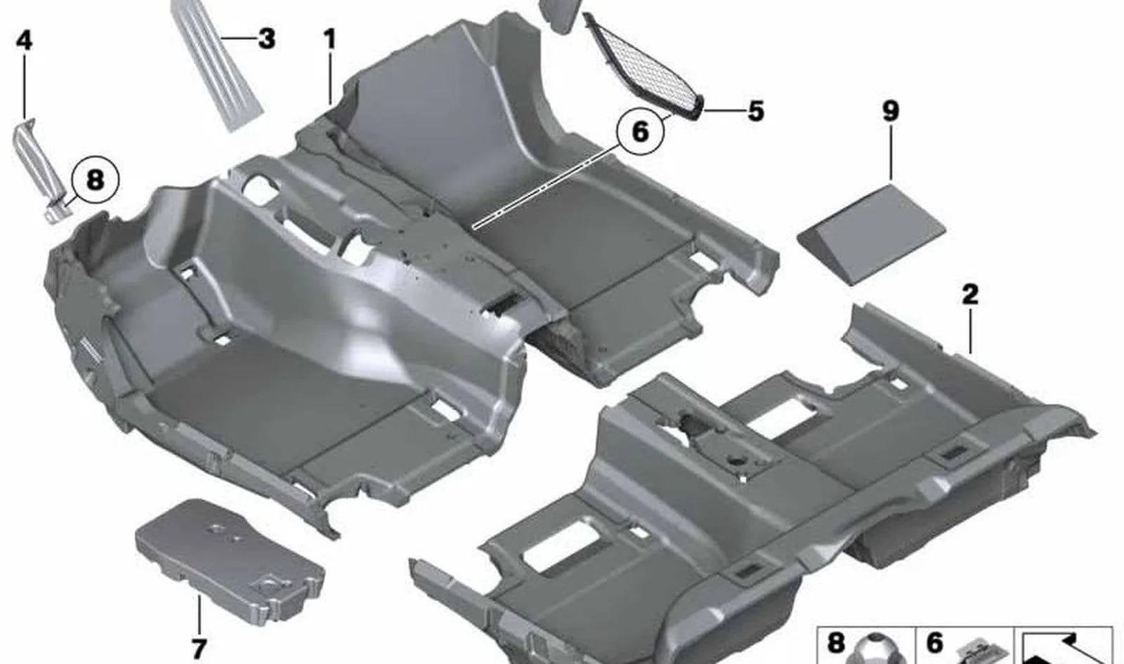 BMW 5 Serisi F10 F11 Ön Taban Kaplaması Antrasit 51479178973