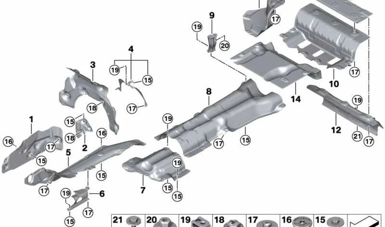 BMW F90 F91 G11 G12… Yakıt Deposu Isı Yalıtımı Braketi 51487340221