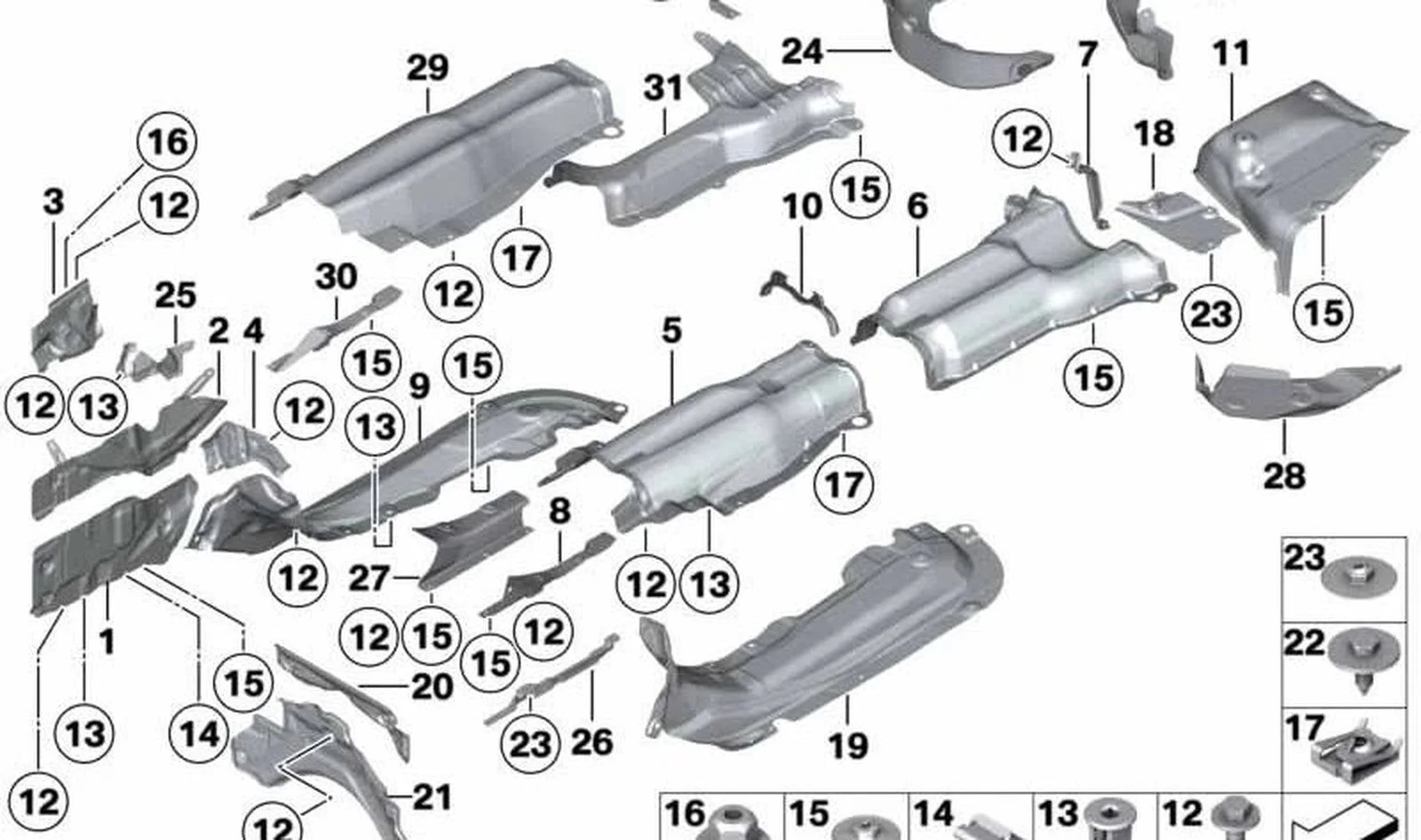 BMW 5 Serisi F07 F10 F11 Arka Sağ Susturucu Isı Yalıtımı 51487346546