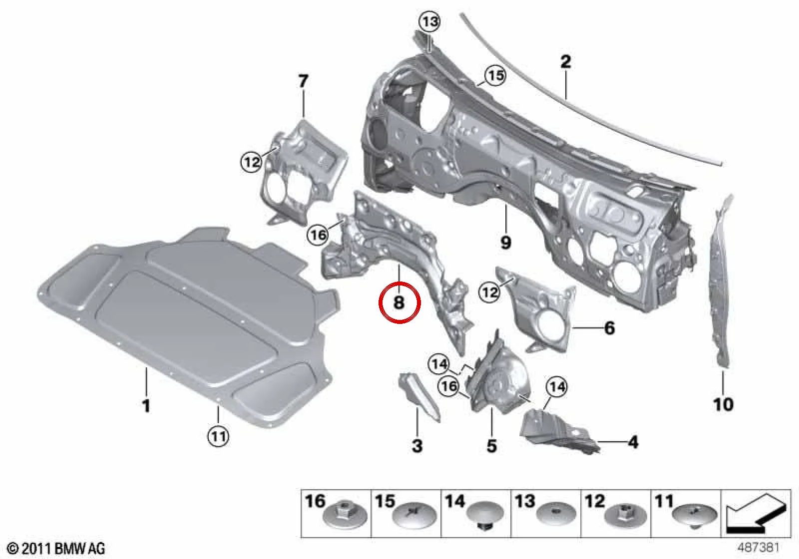 BMW G20 G21 G22 G23… Motor Bölmesi Duvar Ses Yalıtımı 51487434842