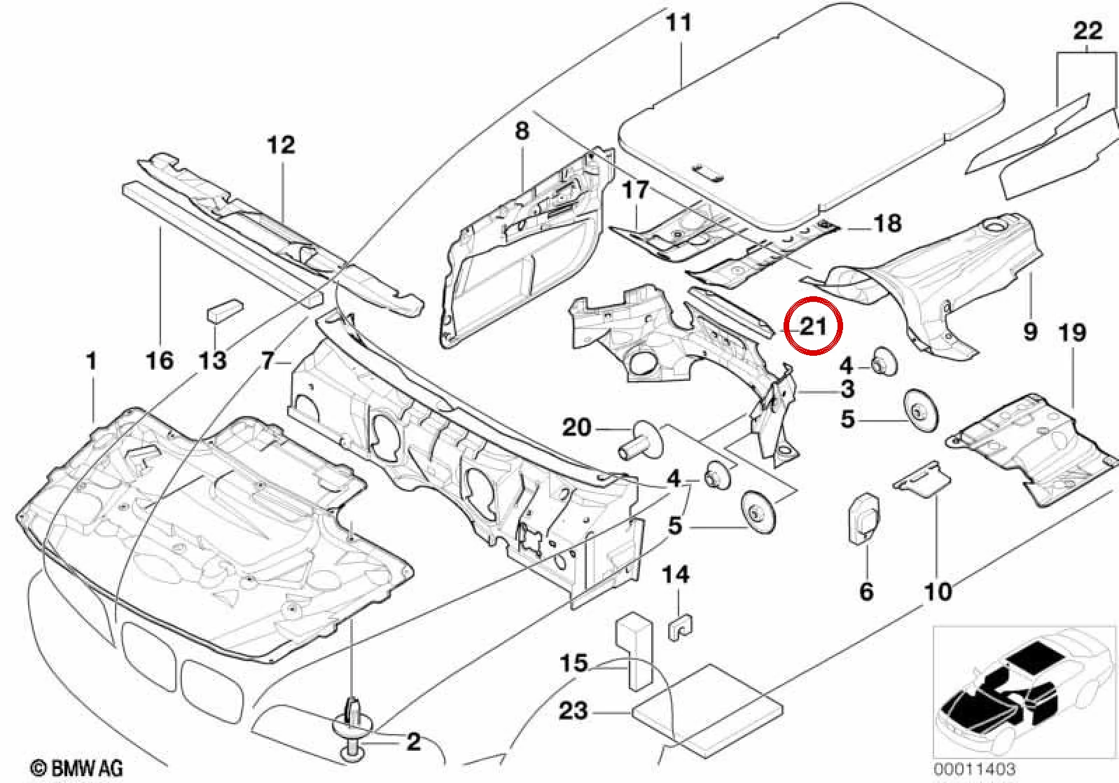 BMW 5 Serisi E39 Ön Bölme Ses Yalıtımı Tutucusu 51488236400