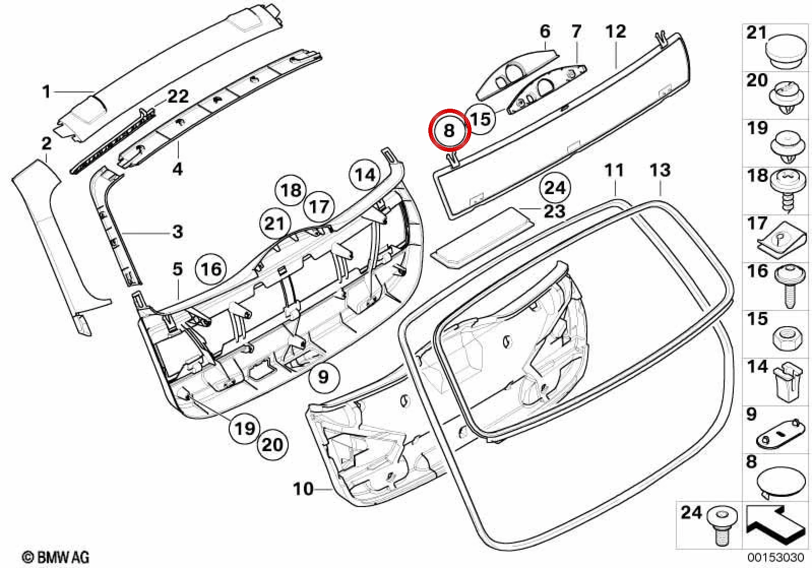 BMW 3 Serisi E91 Bagaj Kapağı Siyah Kapak Tapası 51497164878