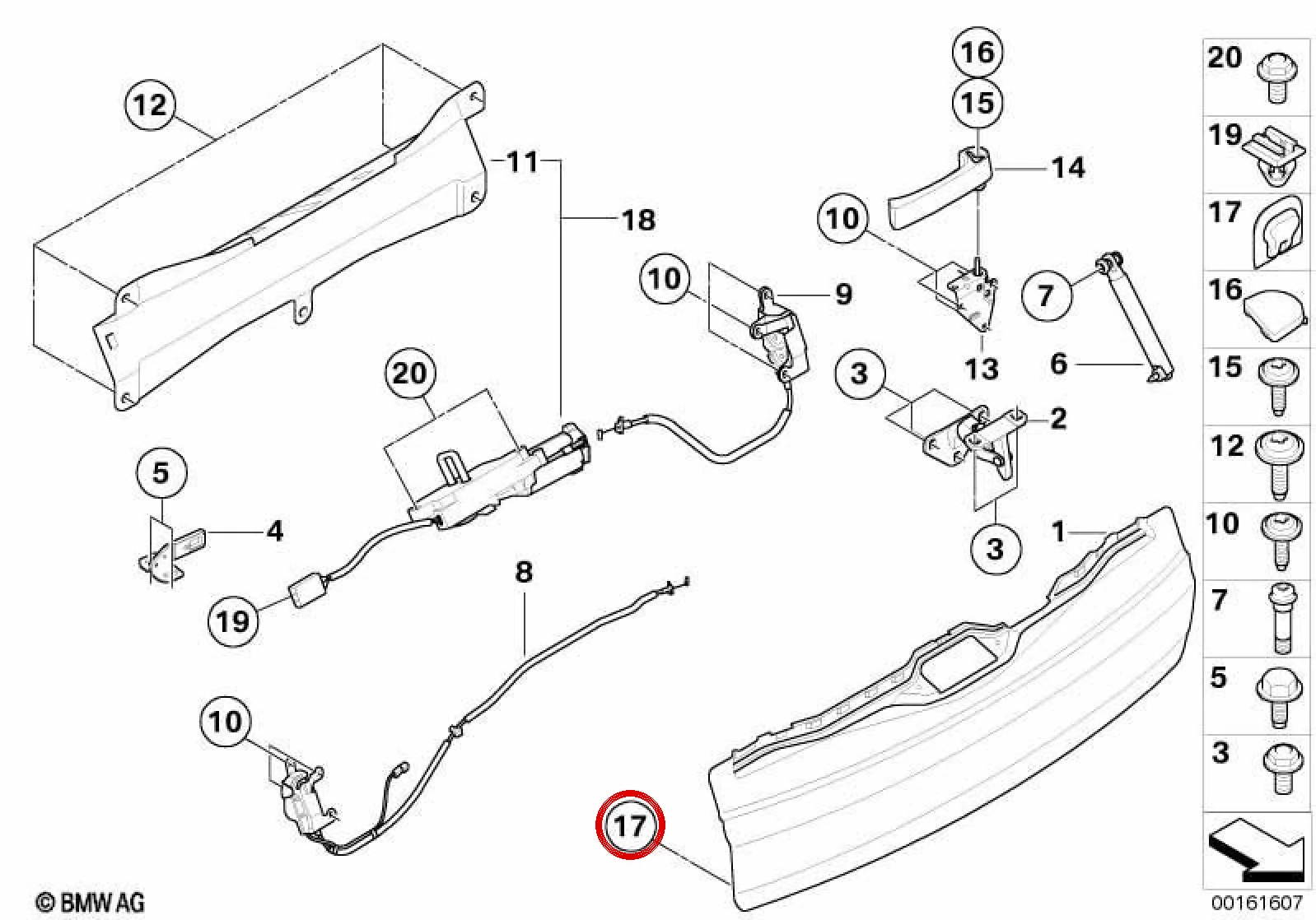 BMW E53 E70 R57 Bagaj Kapağı Kapatma Tapası 51497167597