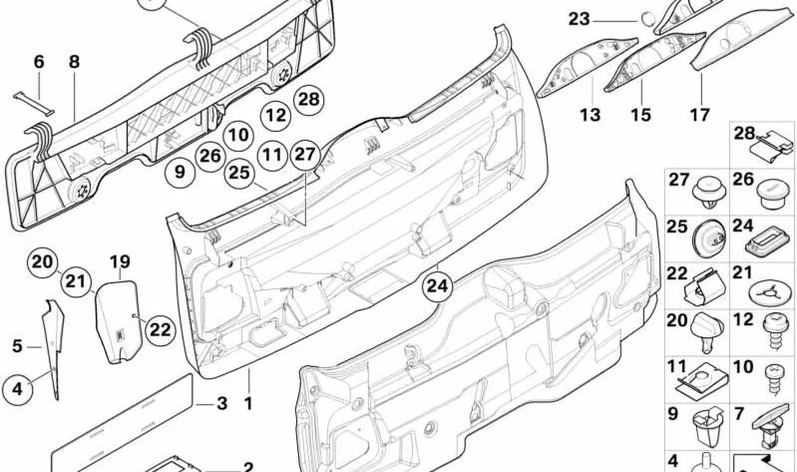 BMW 5 Serisi E39 Gri Bagaj Kilidi Kapağı 51498176022