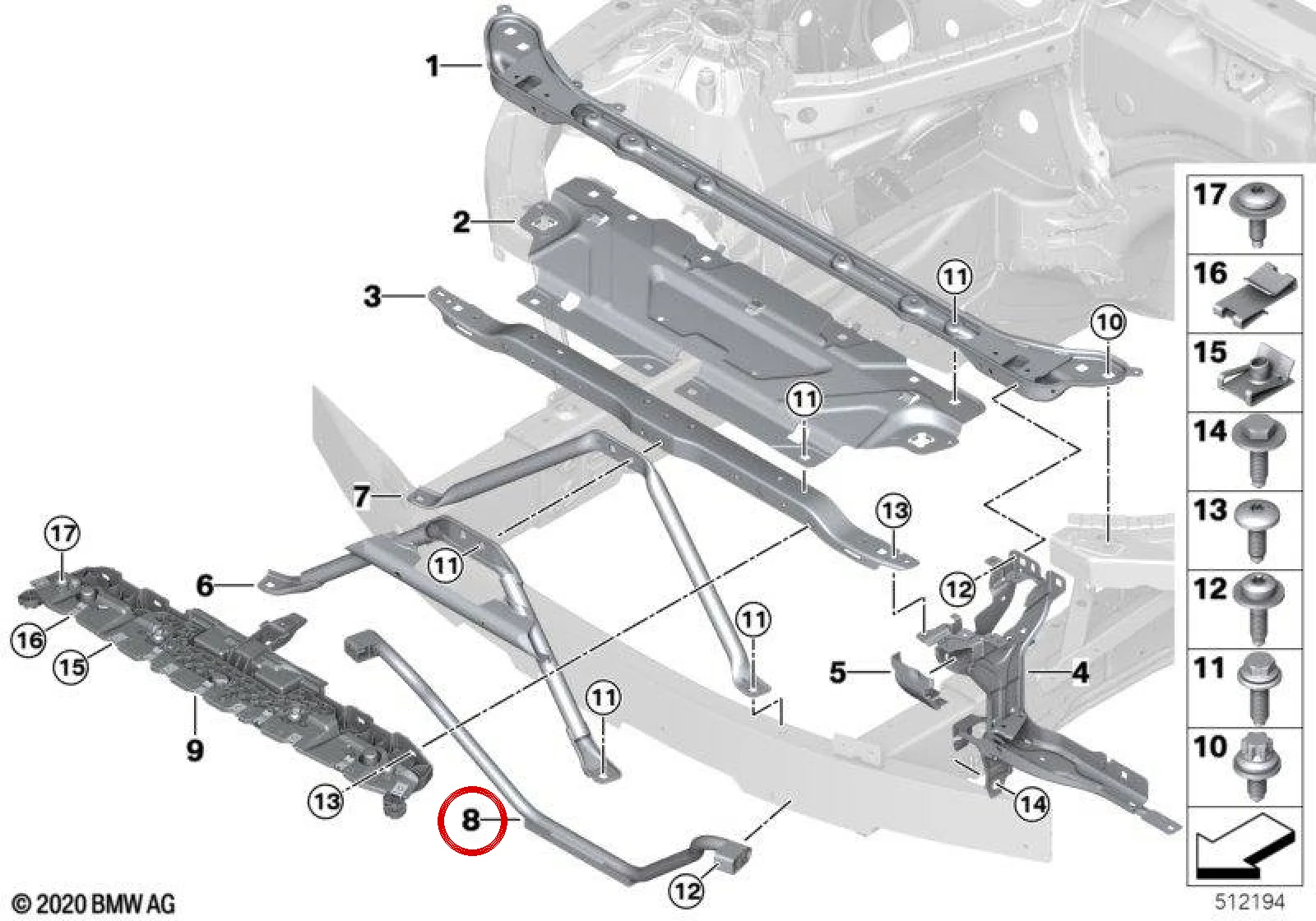BMW 4 Serisi G23 U Tipi Şasi Gergi Çubuğu 51647956353