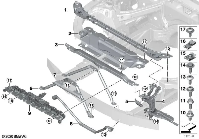 BMW 4 Serisi G22 G23 A Sütunu Destek Parçası 51649464967