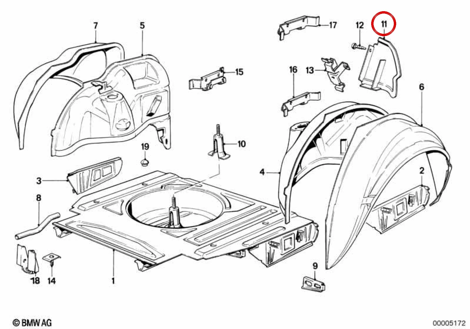 BMW 3 Serisi E30 Sol Kaporta Kapatma Kapağı 51711916125